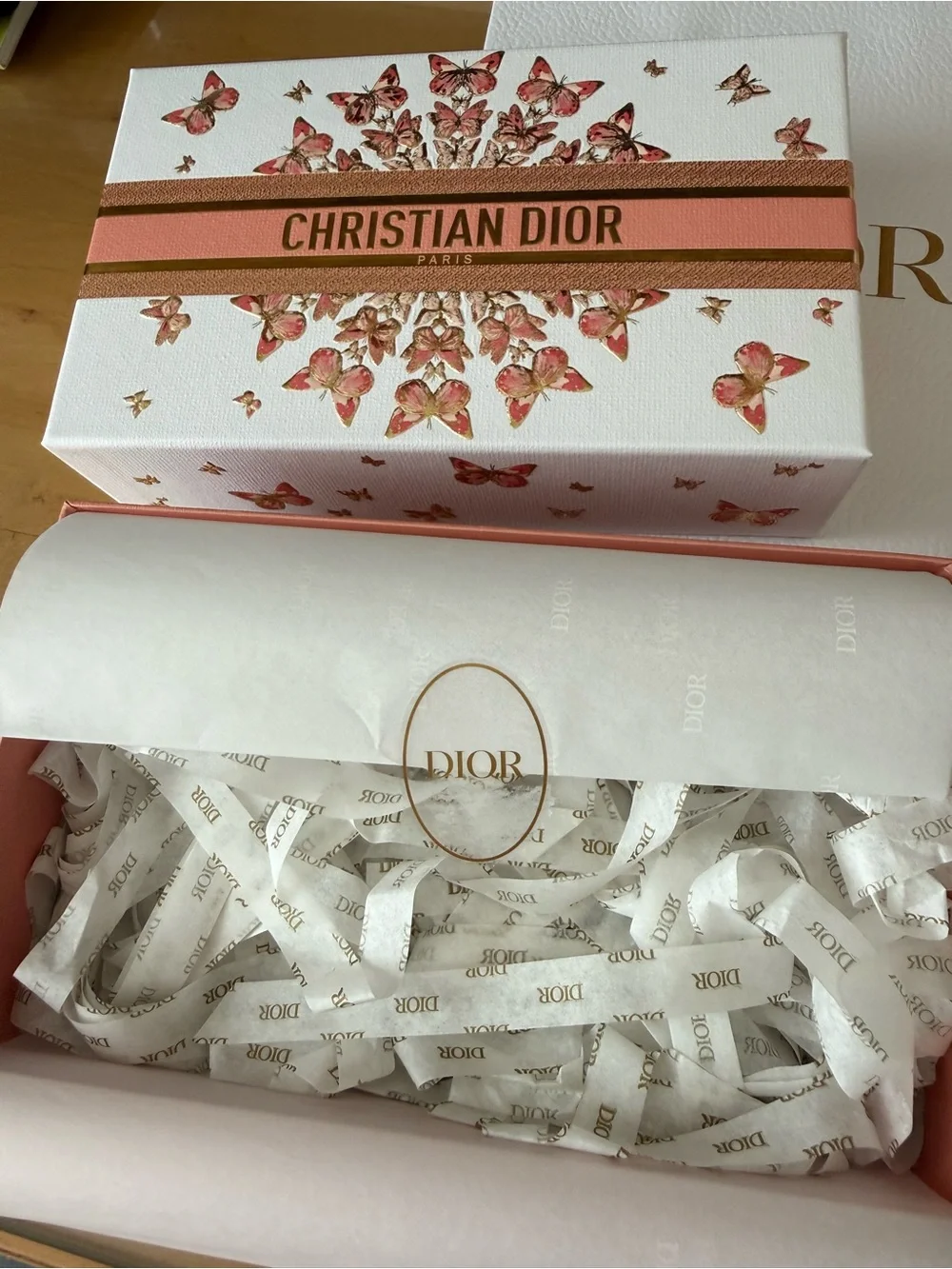 Dior Pink and Gold Butterfly Gift Box